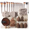 طقم مكياج مكون من 33 قطعة من إسفنجات التجميل الكبيرة والصغيرة لتطبيق مكياج خالٍ من العيوب وإزالة المكياج