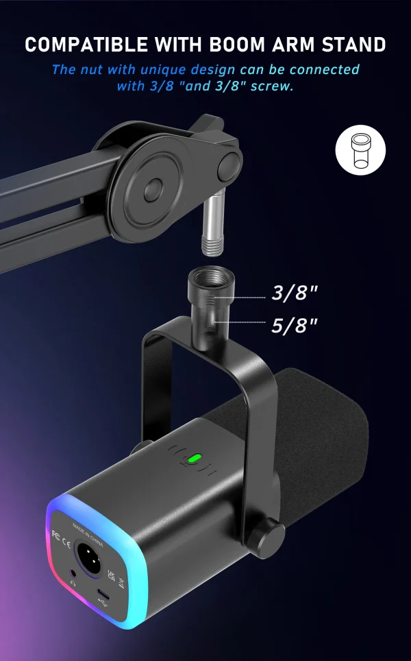 ميكروفون ديناميكي FIFINE USB/XLR مع زر كتم الصوت باللمس، ومقبس سماعة الرأس، وأدوات التحكم في الإدخال/الإخراج، لخلاط الكمبيوتر PS5/4، وميكروفون الألعاب Ampligame AM8