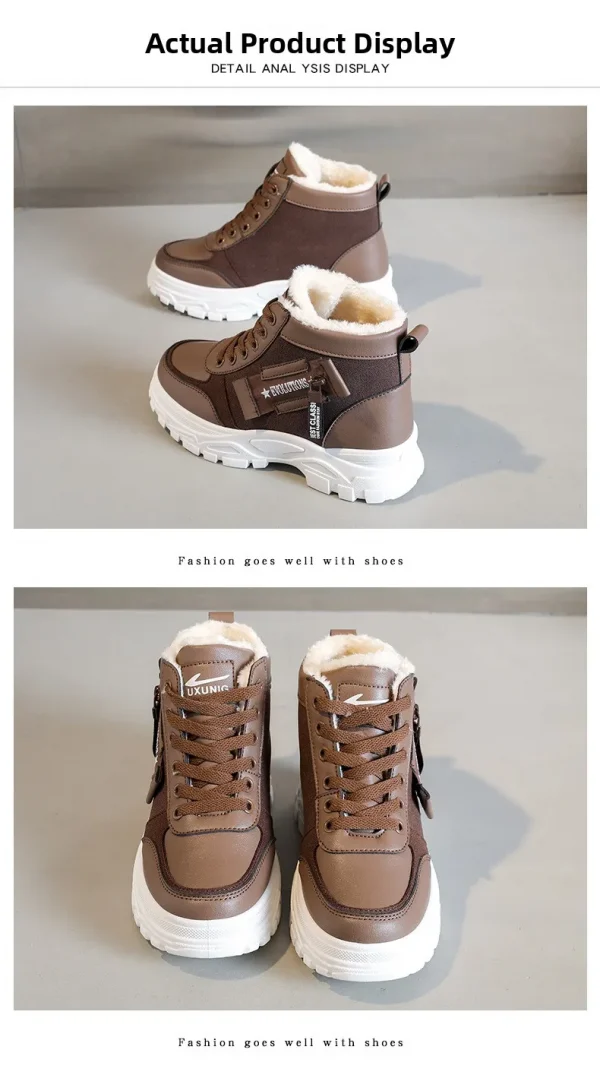 أحذية كاجوال فائقة النعومة، أحذية أبي سميكة القاع، أحذية منصة عالية الارتفاع، أحذية عصرية للشتاء الدافئ بنمط جديد للنساء