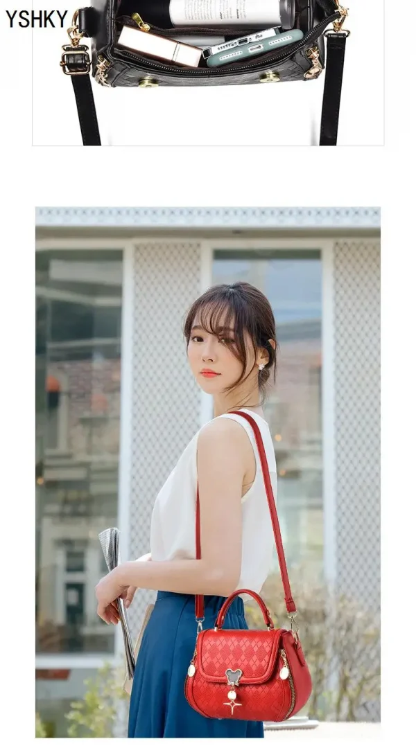 حقيبة يد نسائية حقيبة للنساء حقيبة كتف كيس فام رئيسي فاخر مصمم جلد طبيعي حقيبة نسائية القوس دلو حقيبة