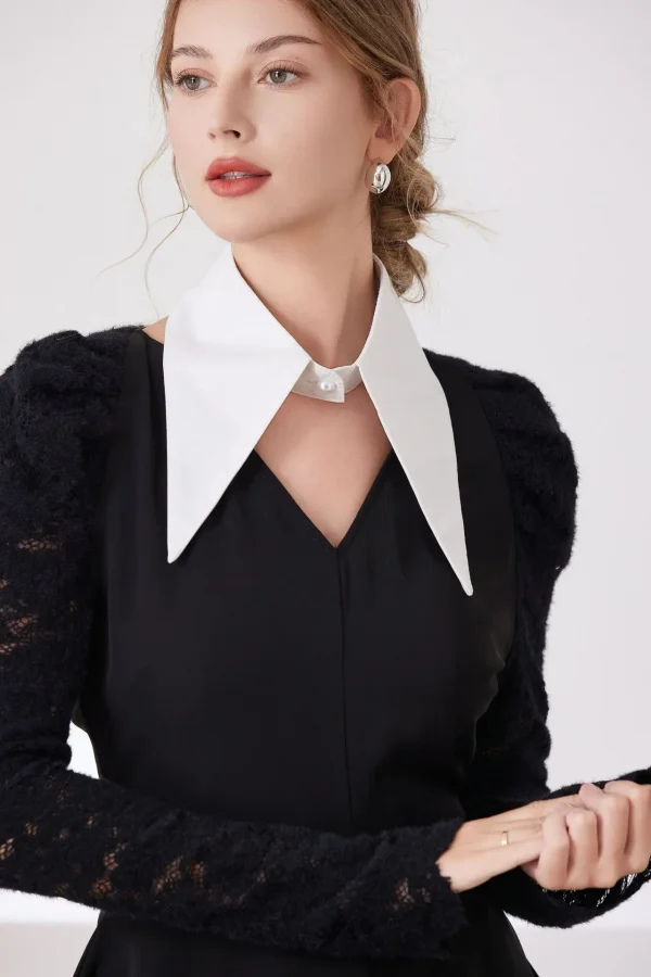 الجديد الأكثر مبيعاً بسيط بلون واحد يناسب الجميع، ياقة وهمية مزيفة، قميص إبداعي، ياقة مزيفة، شخصية