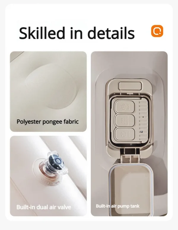 مرتبة هوائية خلفية للسفر أوتوماتيكية للسيارة، سرير محمول ذكي AI قابل للنفخ للنوم في السيارة