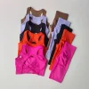 2PCS الرياضة الصدرية المرأة مجموعة المهنية اللياقة البدنية تانك الأعلى الصدرية للصدمات تشغيل طماق ملابس اليوغا جميلة الظهر الصدرية الملابس