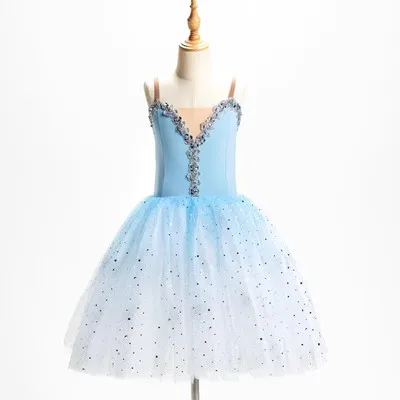 توتو احترافي طويل رومانسي على شكل زهرة حمالة باليه بحيرة البجع باليه للسيدات والأطفال والبنات زي باليه خرافي للسيدات