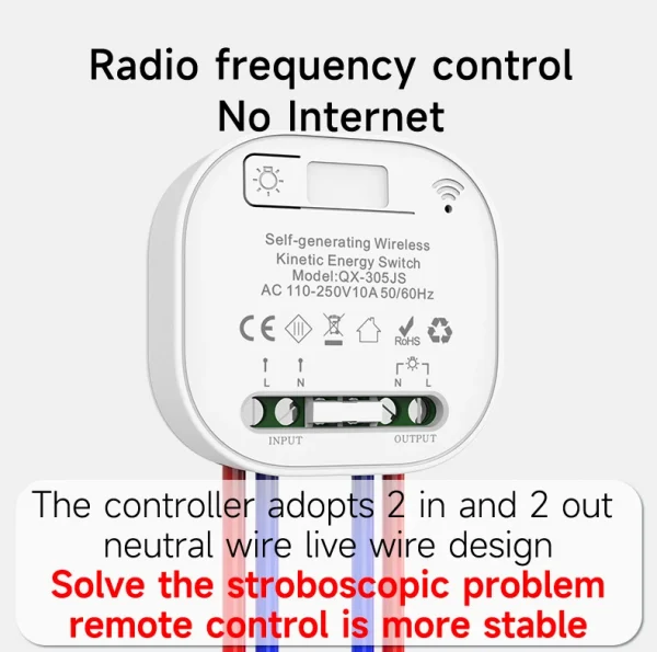 QX-305 Gray Self-powered wireless Remote Control Light Switch RF433Mhz 1/2 way Electric Switch