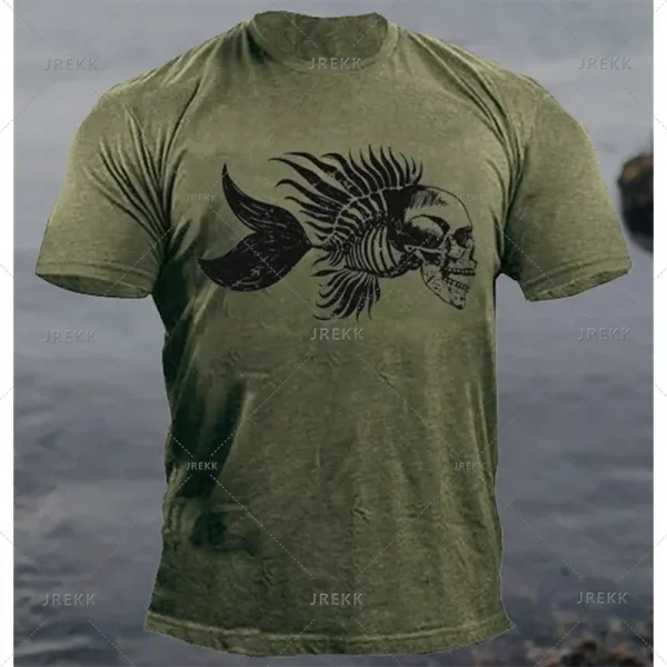 الحيوان تي شيرت للرجال الملابس فانوس الأسماك ثلاثية الأبعاد طباعة عناصر الرعب بلايز الصيف المتضخم الذكور بلايز الشارع ملابس كاجوال