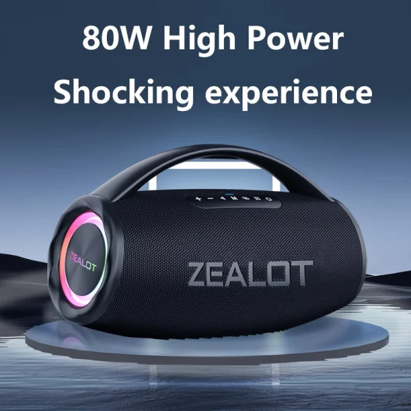 ZEALOT S97 80W مكبر صوت لاسلكي، مكبر صوت محمول خارجي، جودة صوت Hifi، اقتران مزدوج، شحن سريع، 16000 مللي أمبير.