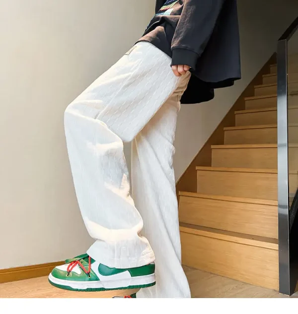 الخريف سراويل تقليدية الرجال موضة مستقيم منقوشة السراويل الرجال الشارع الشهير الهيب هوب فضفاض بنطال ذو قصة أرجل واسعة رجالي Vintage بنطلون M-3XL