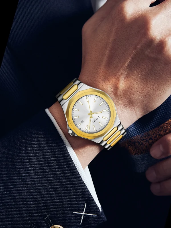 تومي الأعمال الفاخرة ساعة رجالية هدية مجموعة صناديق وردة عالية الجودة الذهب حالة بسيطة ومتعددة الاستخدامات ساعة كوارتز Relogio Masculino