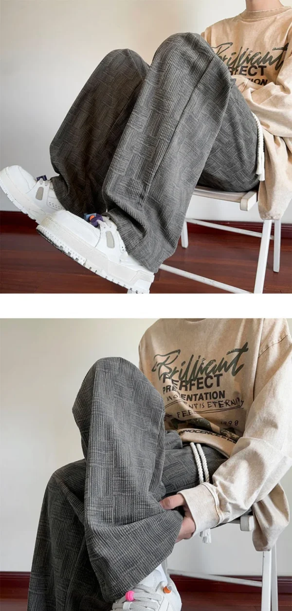 Summer Straight Chino Corduroy Men's Spring New Fashion Retro Sports Pants Loose Wide-legged Casual