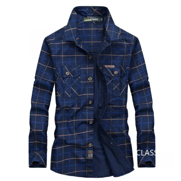 جديد ربيع الرجال متعددة جيوب الأدوات العسكرية في الهواء الطلق قمصان الذكور منقوشة قمصان غير رسمية جودة الرجل القطن قمصان طويلة الأكمام 3XL