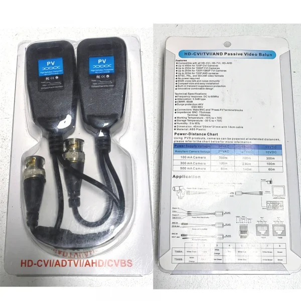 1CH السلبي Balun RJ45 CCTV جهاز إرسال واستقبال الفيديو اقناع BNC ل HDCVI HDTVI AHD التناظرية عالية الوضوح كاميرا موصلات التيار الكهربائي