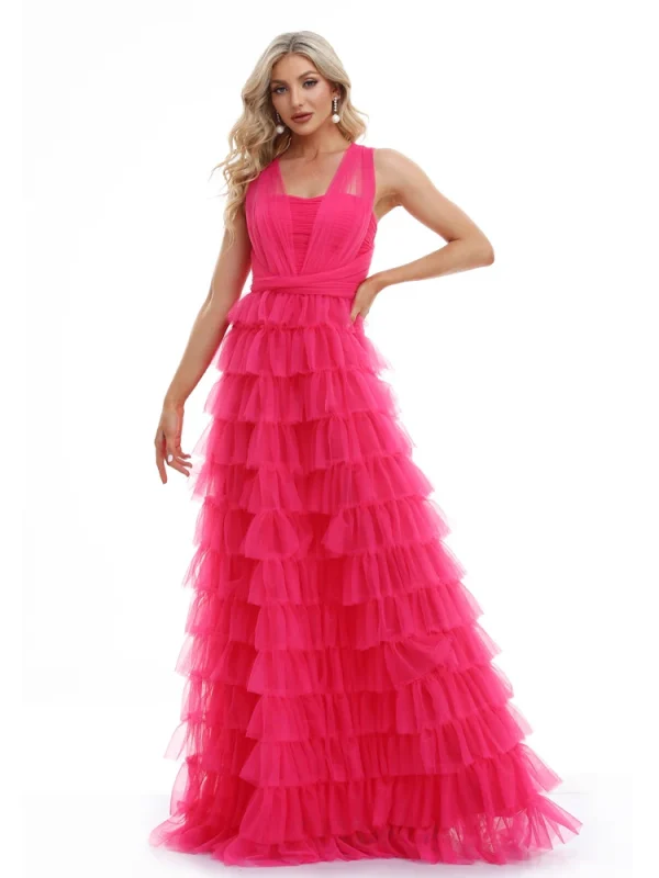 فساتين سهرة رسمية فاخرة بدون أكمام ورقبة على شكل حرف v من التل 2025 أنيقة لحفلات الزفاف من التل للنساء وصيفة العروس فساتين كوكتيل للحفلات الراقصة