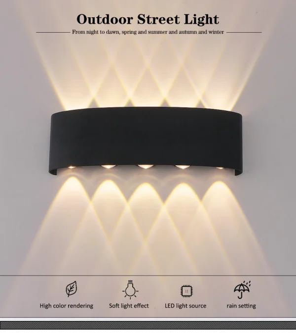 صعودا وهبوطا LED الجدار مصباح مقاوم للماء الجدار الداخلي الخفيفة لغرفة النوم غرفة المعيشة الممر إضاءة داخلية في الهواء الطلق