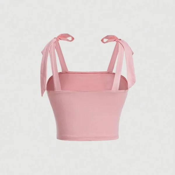 Solid Tie Shoulder Ruched Wide Strap Slim Fit Crop Top for Women Summer 2025 Y2K Clothes Pink Backless Cami Top Streetwear