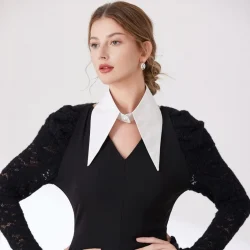 الجديد الأكثر مبيعاً بسيط بلون واحد يناسب الجميع، ياقة وهمية مزيفة، قميص إبداعي، ياقة مزيفة، شخصية