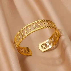 الجوف عبرت الملمس أساور للنساء الفولاذ المقاوم للصدأ الذهب اللون هندسية الكفة سوار فام خمر مجوهرات الزفاف هدية