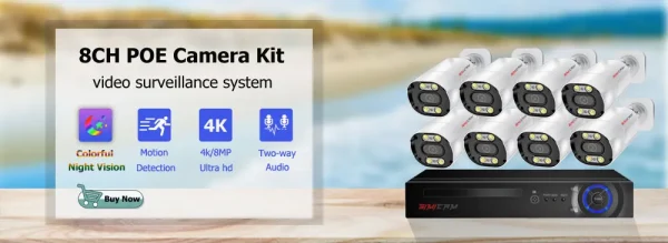 كاميرا مراقبة فيديو 4K Poe Ip Onvif صوت 48 فولت POE/DC 12 فولت 4MP/5MP/8MP للرؤية الليلية رصاصة كاميرا أمان مقاومة للماء لـ NVR