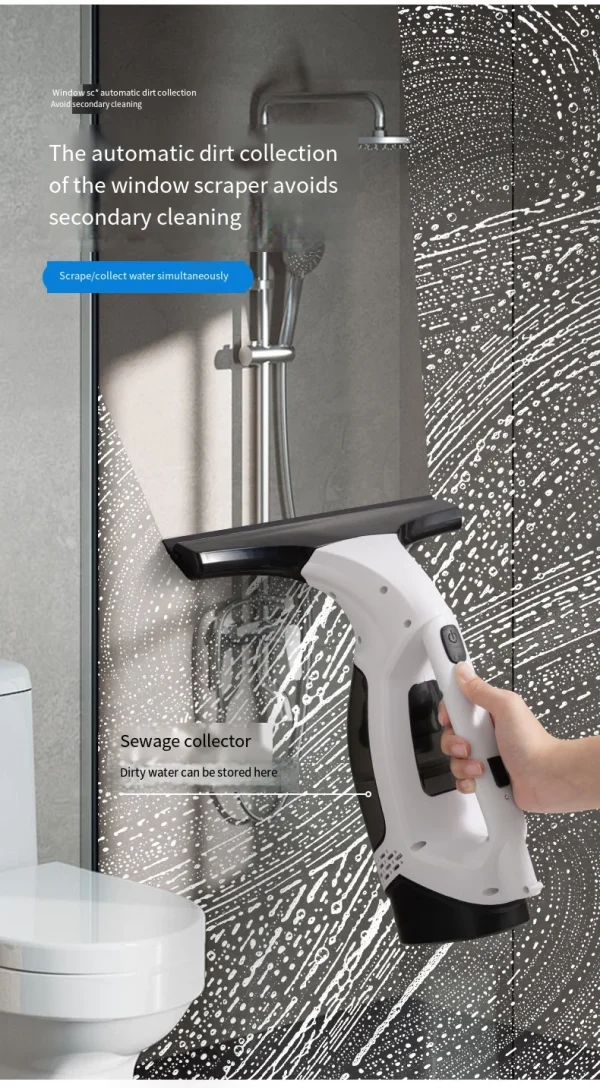 ماكينة تنظيف النوافذ الكهربائية اللاسلكية متعددة الوظائف، أدوات تنظيف الزجاج المحمولة الأوتوماتيكية القابلة لإعادة الشحن باللون الأبيض