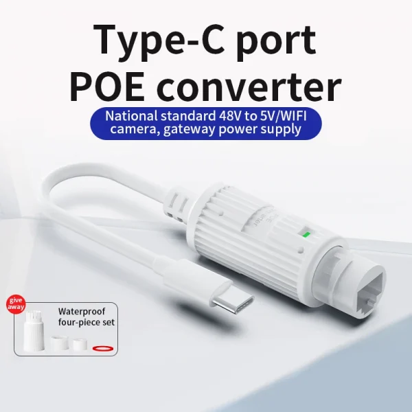 48V to 5V Water proof PoE Converter, RJ45 Port Output 5V/2A, IEEE802.3af/at for Passive 5V Devices