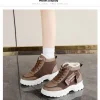 أحذية كاجوال فائقة النعومة، أحذية أبي سميكة القاع، أحذية منصة عالية الارتفاع، أحذية عصرية للشتاء الدافئ بنمط جديد للنساء