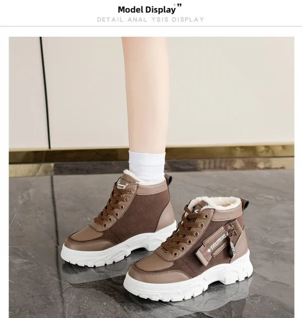 أحذية كاجوال فائقة النعومة، أحذية أبي سميكة القاع، أحذية منصة عالية الارتفاع، أحذية عصرية للشتاء الدافئ بنمط جديد للنساء