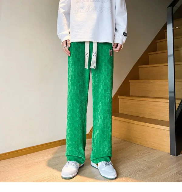 الخريف سراويل تقليدية الرجال موضة مستقيم منقوشة السراويل الرجال الشارع الشهير الهيب هوب فضفاض بنطال ذو قصة أرجل واسعة رجالي Vintage بنطلون M-3XL