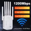 Kebidumei 1200/300Mbps واي فاي مكرر مكبر للصوت 2.4G 5G شبكة المتوسع المدى موسع إشارة WiFi الداعم لاسلكي واي فاي راوتر