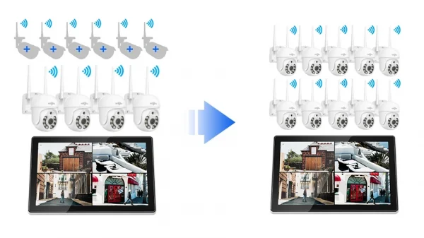 Hiseeu 3/5MP 10CH NVR مع شاشة 10.1 بوصة مجموعة كاميرات أمنية لاسلكية في الهواء الطلق كاميرا IP مقاومة للماء مجموعة نظام المراقبة بالدوائر التليفزيونية المغلقة