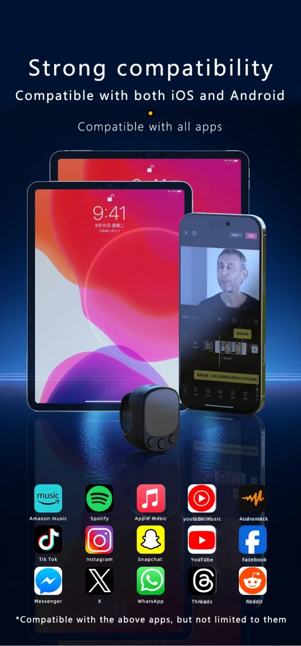 Mouse Ring Remote Control with Touchpad,Smart Automatic Screen Clicker Device，Continuous Clicker，Scrolling Ring Remote Control S