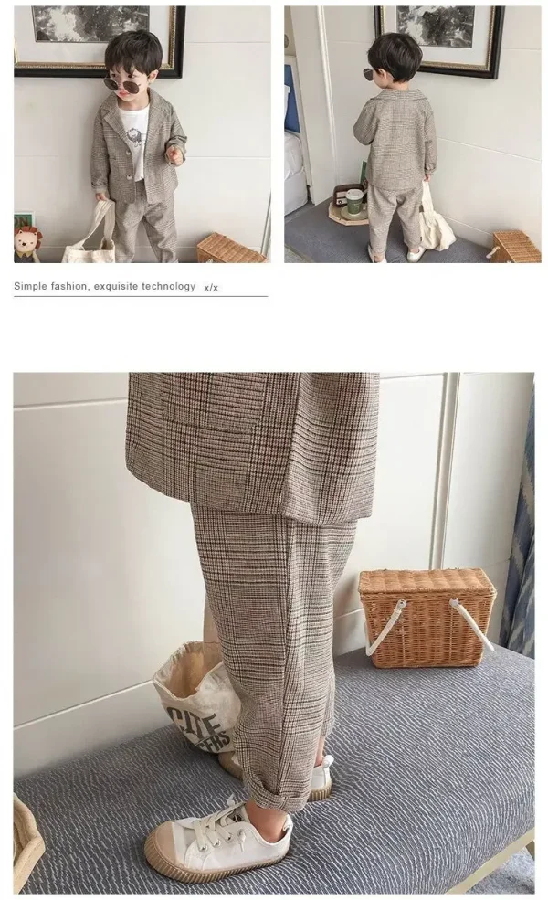 بدلة فتيان للأطفال للربيع والخريف، بدلة أطفال، ملابس 2025 الجديدة للأطفال، قمصان وبناطيل كاجوال، طقم من قطعتين للملابس الرسمية