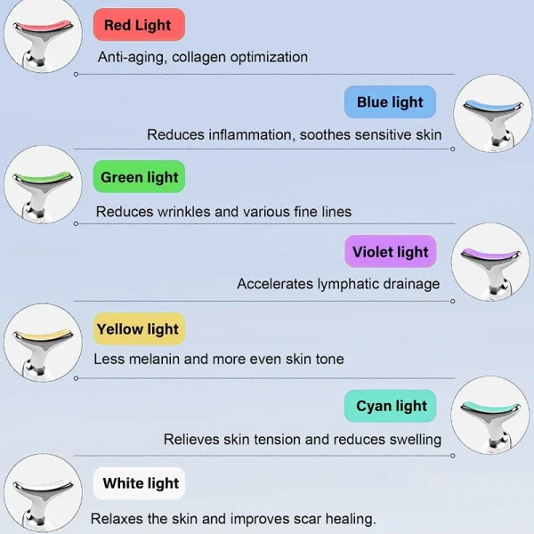 7 لون الرقبة الوجه رافع Ems الرقبة الوجه رفع مدلك الجلد تشديد جهاز Led الفوتون العلاج المضادة للتجاعيد مزيل الذقن المزدوجة