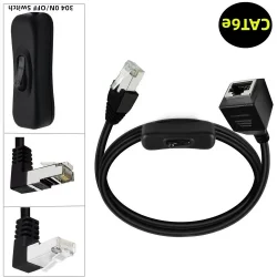 Ethernets Extension Cord CAT6e RJ45 Extension Cord with On Off Switchs Male to Female/90Degree RJ 45 8p8c Networks Cable 0.6m 1m