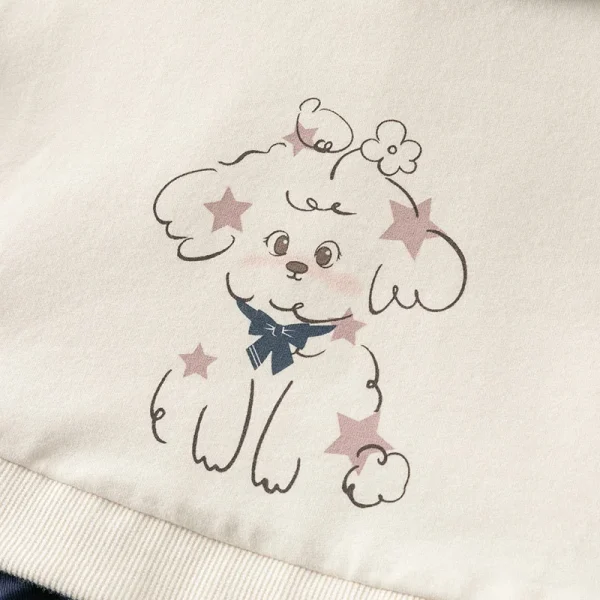 هودي أطفال ربيع 2025 ديف بيلا بطبعة جرو لطيف ولطيف للبنات، قميص مزيف على شكل قطعتين بأسلوب أكاديمي للحفلات DB1250891