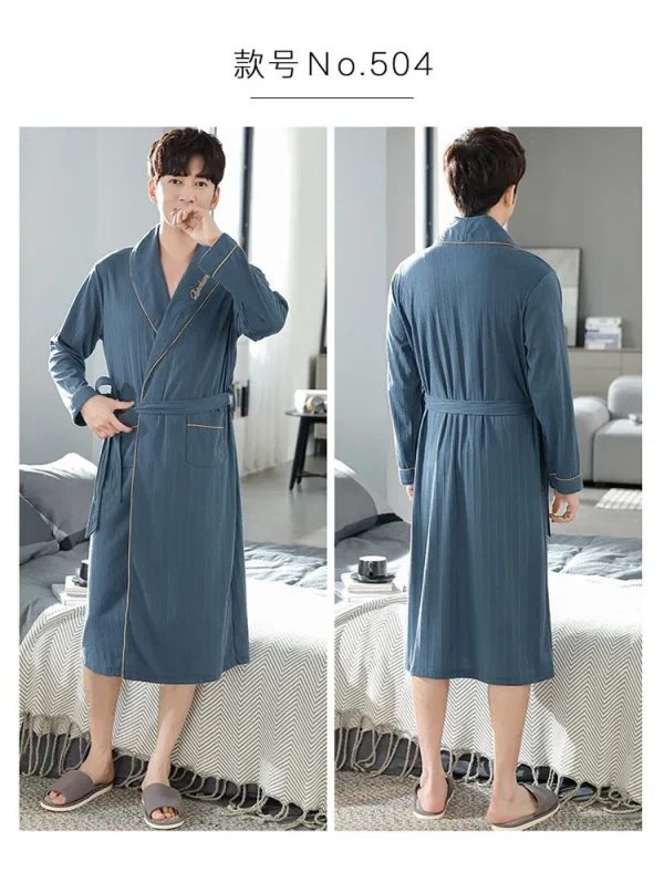 رداء حمام منقوش غير رسمي رجل ربيع الخريف القطن رداء ملابس خاصة طويلة الأكمام كيمونو الذكور الخامس الرقبة الملابس الداخلية الحميمة سبا Robes L-4XL