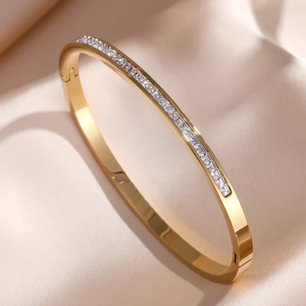 ZAKOL 5/1 قطعة تألق زركونيا مطعمة سوار الفولاذ المقاوم للصدأ مجموعة للنساء تكويم أساور موضة غير يتلاشى مجوهرات هدية