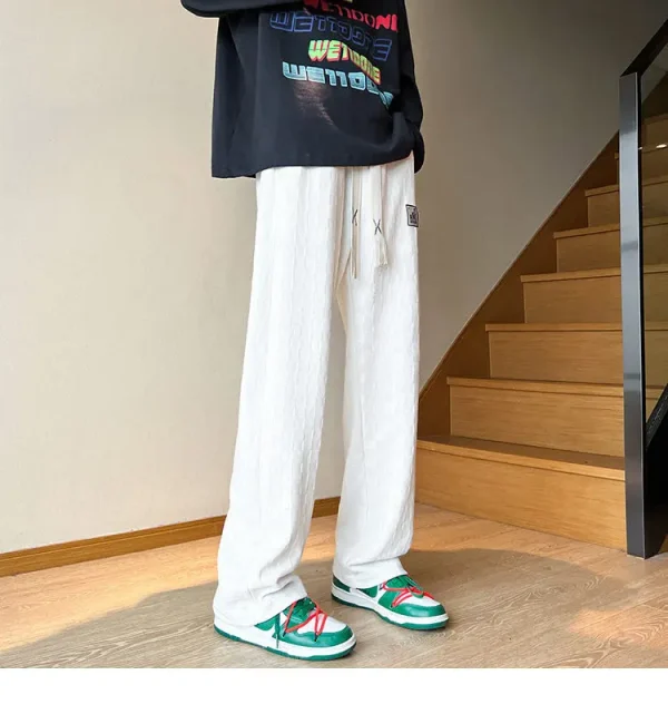 الخريف سراويل تقليدية الرجال موضة مستقيم منقوشة السراويل الرجال الشارع الشهير الهيب هوب فضفاض بنطال ذو قصة أرجل واسعة رجالي Vintage بنطلون M-3XL