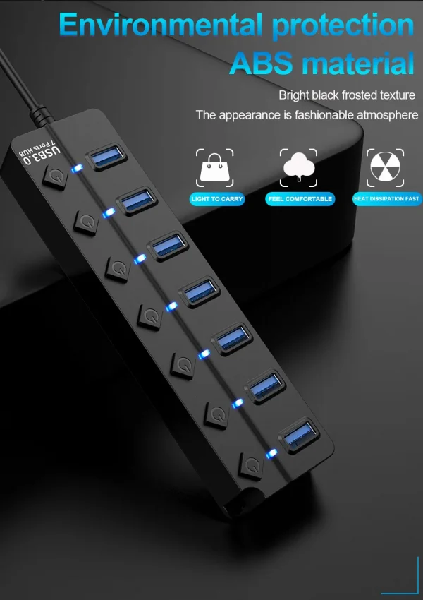 USB 3.0 Hub USB Hub 2.0 متعدد USB الفاصل Hub 100 سنتيمتر كابل طويل متوسع متعدد للكمبيوتر المحمول ملحقات الكمبيوتر محول USB