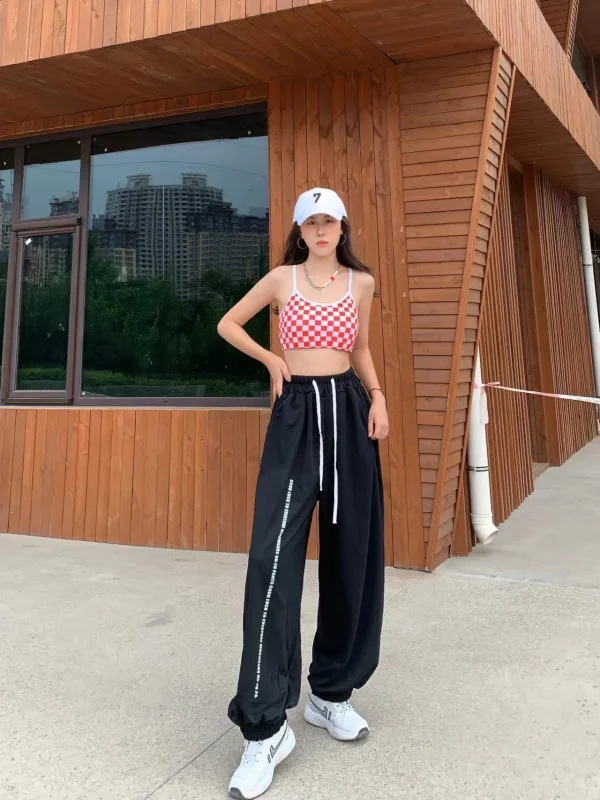 بنطال نسائي على الطراز الأوروبي الأمريكي خصر عالي بتصميم رباط كاجوال بنطال نسائي جديد ربيع وصيف 2024 بنطال Y2K