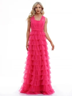 فساتين سهرة رسمية فاخرة بدون أكمام ورقبة على شكل حرف v من التل 2025 أنيقة لحفلات الزفاف من التل للنساء وصيفة العروس فساتين كوكتيل للحفلات الراقصة