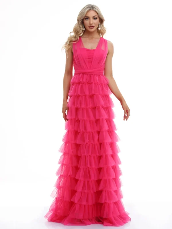 فساتين سهرة رسمية فاخرة بدون أكمام ورقبة على شكل حرف v من التل 2025 أنيقة لحفلات الزفاف من التل للنساء وصيفة العروس فساتين كوكتيل للحفلات الراقصة