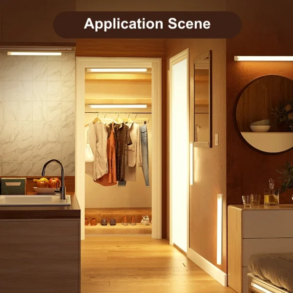 لاسلكي USB قابل لإعادة الشحن مستشعر حركة LED مصباح بار التعريفي ضوء الليل المحمولة اللاسلكي مصباح الخزانة المغناطيسي للمطبخ