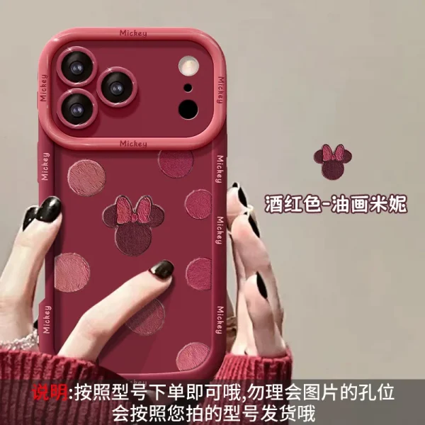 حافظة هاتف ميكي ماوس بولكا دوت بو 2024 السنة الجديدة متوافقة مع آيفون 15 برو ماكس آيفون 16 غطاء حماية من السيليكون