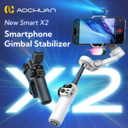 AOCHUAN Smart X2 3 Axis Gimbal Stabilizer للهواتف الذكية iPhone و Android Gimbal مع شاشة LED مدمجة لعمود التمديد