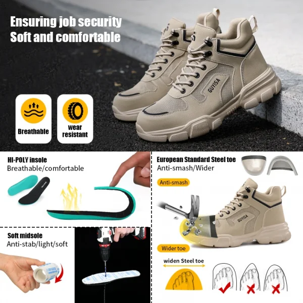 🔹 حذاء أمان رجالي مضاد للسحق والثقب