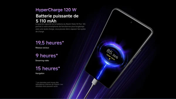 Xiaomi Redmi Note 14 Pro Plus 5G، NFC، Snapdragon®7s Gen 3، شاشة AMOLED 1,5K بوصة، 120 هرتز، كاميرا 200 ميجابكسل، بطارية 5110 مللي أمبير، الشاحن غير متضمن