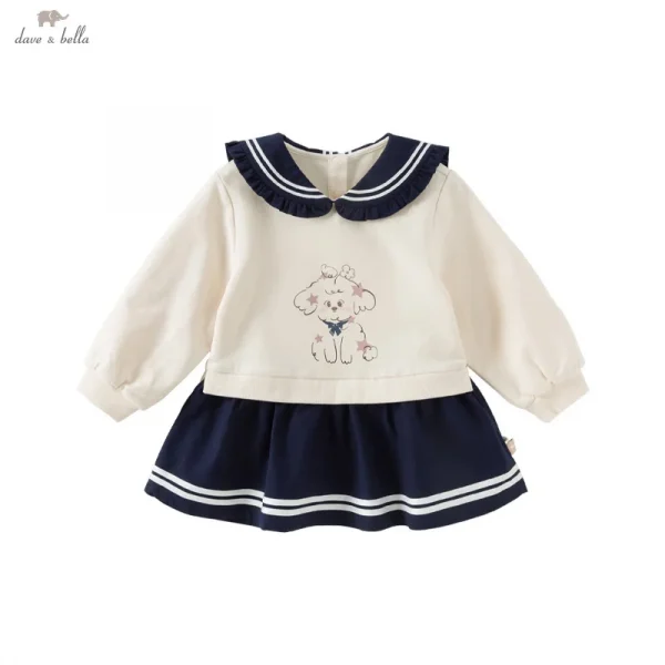 هودي أطفال ربيع 2025 ديف بيلا بطبعة جرو لطيف ولطيف للبنات، قميص مزيف على شكل قطعتين بأسلوب أكاديمي للحفلات DB1250891