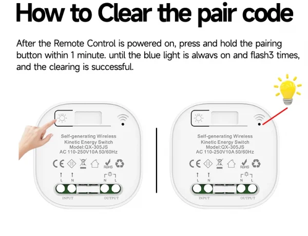 QX-305 Gray Self-powered wireless Remote Control Light Switch RF433Mhz 1/2 way Electric Switch
