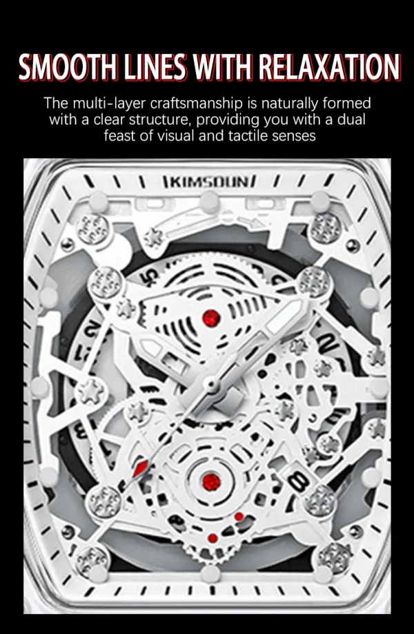 UTHAI BK134 ساعة رجالية عصرية على شكل برميل شفافة مقاومة للماء ساعة كوارتز ساعة رياضية ساعات هدية للرجل