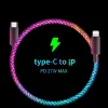 Fast Charging RGB Cable 100W Breathing Light 66W Type C USB C Data Cable for iPhone Samsung Huawei 30W Quick Charge for Xiaomi
